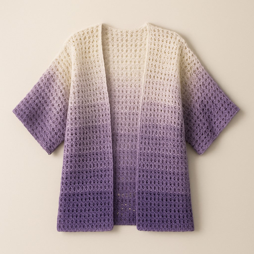 Yarnspresso — Ecru and Purple Breeze Beach Kimono — Knitting Pattern