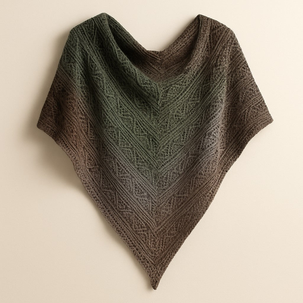 Yarnspresso — Forest Path Shawl — Cakes Magic Sock Brown Shades, Grey Shades, Green Shades Knitting Pattern