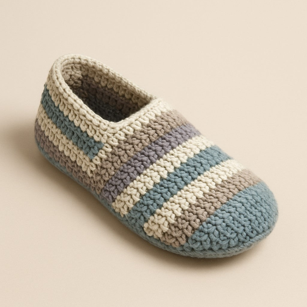 Yarnspresso — Striped Serenity Slippers — Cakes Aran Crochet Pattern