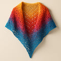 Yarnspresso — Sunset Boho Lace Wrap — Cakes Aran Gold, Red, Fuchsia, Blue, Turquoise Knitting Pattern