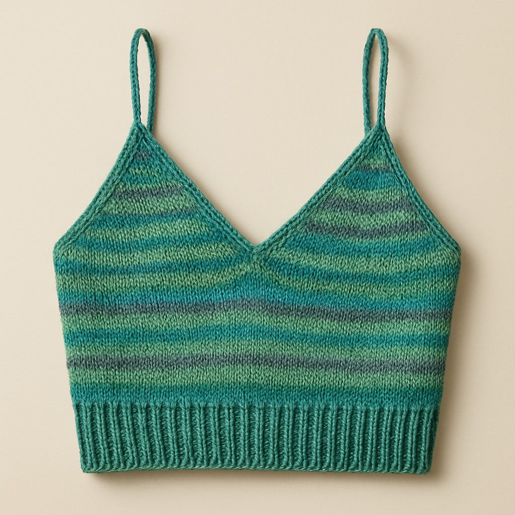 Yarnspresso — Vibrant Waves V-Neck Summer Crop Top — Knitting Pattern